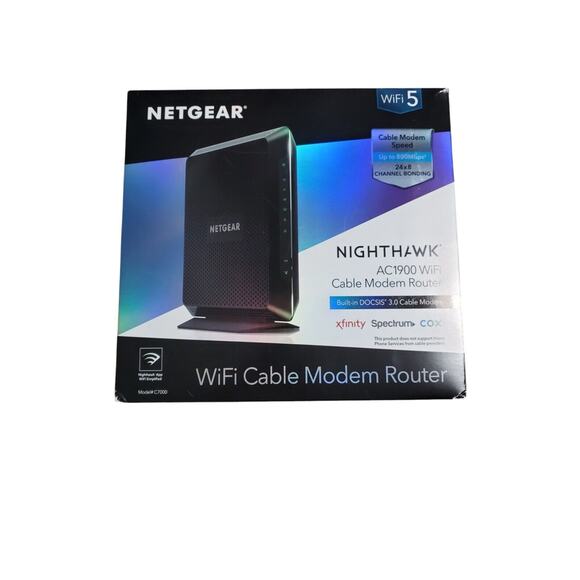 NETGEAR C7000 Nighthawk AC1900 WiFi Cable Modem Router DOCSIS 3.0 - Picture 1 of 5